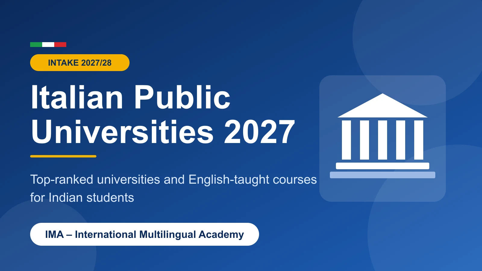 Italian Public Universities 2027: Top Universities and English-Taught Courses for Indian Students