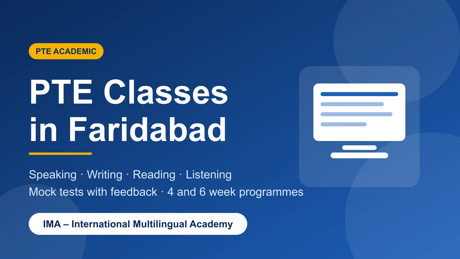 PTE Classes in Faridabad at IMA